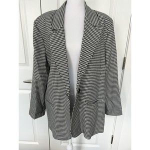 Rafael Women’s Houndstooth Blazer Size M Black Off White Vintage Oversized Fit